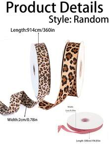 1/3 Roll Leopard Print Satin Ribbon, Elegant Decorative Ribbon, 10 Yards (914 Cm) Long. Suitable For Weddings, Gifts, Cakes, Flowers, DIY Bows, Parties And Other Occasions. Versatile Use. - Multicolor - View 7