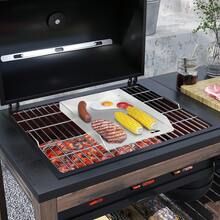 Plancha universal de acero inoxidable para barbacoa con recolector de grasa, plancha plana para parrillas de gas y carbón, accesorios para parrilla con 2 raspadores. - Sin asa - 30 * 45 * 4 cm - Ver 4