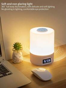 1pc Touch Sensor LED Night Light, Clock Shaped, USB Rechargeable Bedside Lamp, Dimmable, Multi-Color Mode, Portable Night Light, Suitable For Bedroom, Living Room, Camping - Eye Caring - View 3
