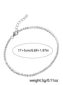 Nooxian 1pc Fashionable Stainless Steel Minimalist Bracelet For Women For Daily Decoration - Silver - View 4
