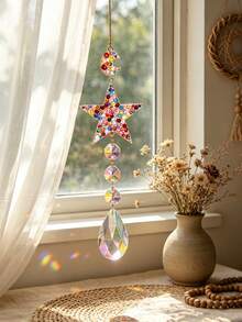 1pc Colorful Rhinestone Sun & Star Crystal Prism Suncatcher, Rainbow Maker Window Hanging Decor, Suitable For Outdoor, Garden, Home, Bedroom, Wall, Balcony And Room Decoration, Exquisite Gift For Birthday, Graduation, Mother's Day, Valentine's Day And Christmas - Multiple Styles - View 5