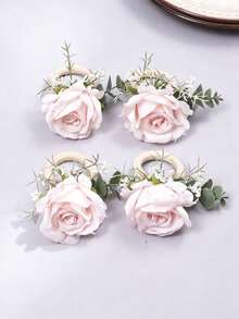 4Pcs Artificial Rose Napkin Rings For Wedding, Party, Prom, Dinner Tableware Accessories - Multicolor - View 15