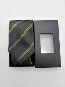 1PC Dark Green Gift Box Men's Fashion Business Formal Versatile Elegant Tie, Suitable For Business Workplace, Wedding, Party - Dark Green - View 8