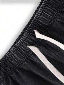 Huk Fishing Logo Graphic Vintage Duplex Washed Shorts 100 Cotton 260g Vintage Graphic Print Casual Athletic Summer Shorts For Men - 黑色 - 查看 5