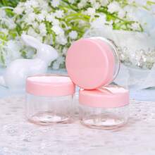 Mini Transparent Cream Jar With Transparent Lid, Plastic Cosmetic Empty Sample Jar, Small Cosmetic Sample Container, Multi-Color Cream, Lotion, Lipstick, Eyeshadow, Nail Powder, Jewelry, Powder Cake, Etc., Portable Reusable Travel Essential, Empty Sample Bottle - Pink - View 5