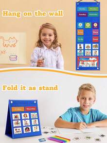 Wall-Mounted Time Management Felt Board, Visual Schedule Planner, Daily Planner, Hook And Loop Strips, Dual-Use Felt Board (Wall-Mounted Or Freestanding), Classroom Supplies, -Perfect For Back To School And Christmas Gifts - Multicolor - View 8