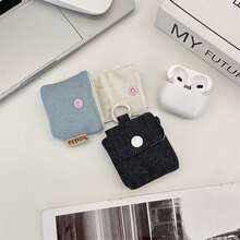 Mini estuche protector de auriculares de mezclilla, monedero, bolsa de almacenamiento de auriculares portátil con tapa abatible, bolsa de auriculares Bluetooth de carcasa blanda - Multicolor - Ver 8