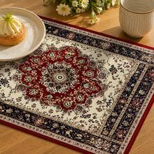 1pc Persian Style Placemat, Breakfast Mat, Coffee Mat, Coaster Set, Bowl & Plate Mat, Home Decor, Kitchen Accessory, Easy To Clean Placemat, Suitable For Family, Kitchen & Dining Table Decor, Holiday Gift, Multi-Piece Set, Linen Placemat - Multicolor - View 3
