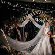 Women's Floor-Length Extra Long Train Veil, White Hemmed Tulle Bridal Veil, Suitable For Wedding Banquet, Performance, Party, Cosplay Decoration, Travel Photography Prop, Elegant Vintage Style, 300 Cm Length, Ethereal Mori Style Train Veil - White - View 3