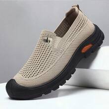 2026 Summer New Men Mesh Slip-On Sneakers Breathable Comfort Soft Sole Lightweight Versatile Casual Sport Running Shoes PGEU - Khaki - View 2