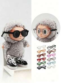1 Pair 17cm Doll Glasses, Suitable For Use. Mini Cute, Suitable For Doll Clothing Accessories, DIY Doll Accessories Making, Suitable For Labubu Accessories, Birthday Party, Valentine's Day Gift - Multicolor - View 2
