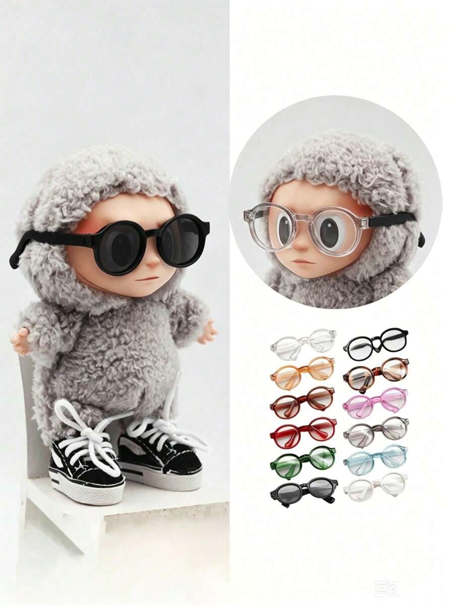 1 Pair 17cm Doll Glasses, Suitable For Use. Mini Cute, Suitable For Doll Clothing Accessories, DIY Doll Accessories Making, Suitable For Labubu Accessories, Birthday Party, Valentine's Day Gift