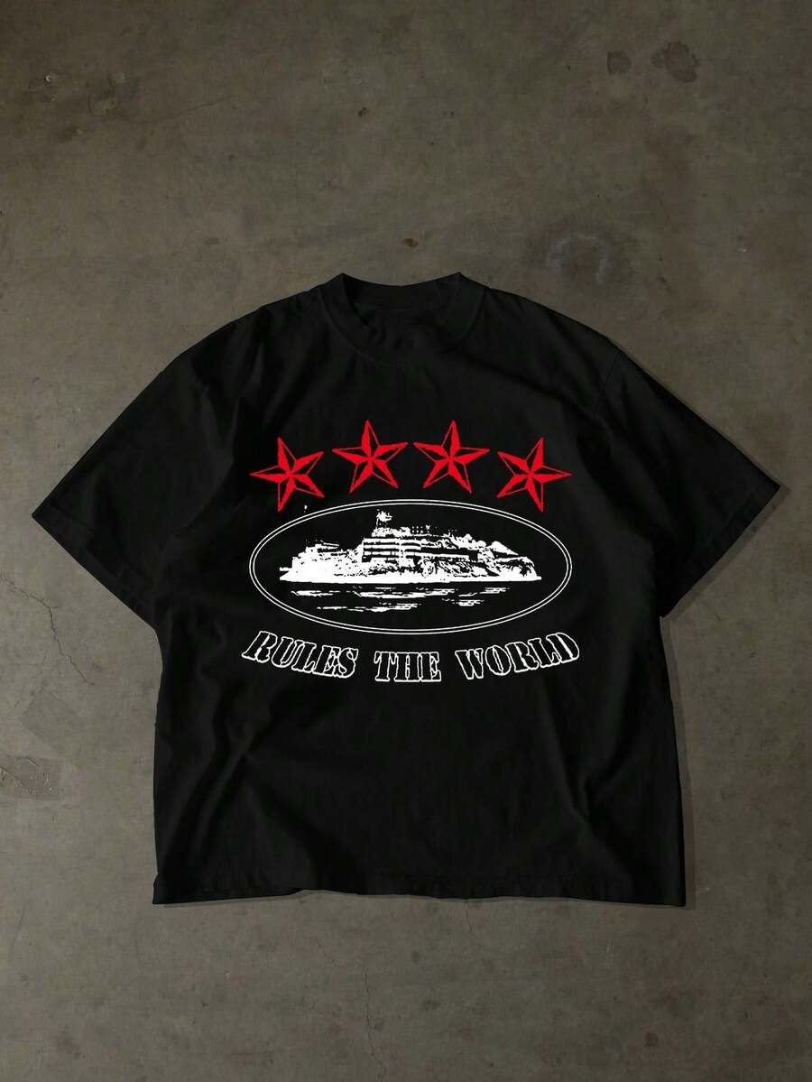 Ny trendig hiphop-t-shirt för män med tryckta bokstäver - stil1 - Visa 1