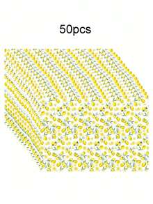 50/10張夏季檸檬圖案紙巾，黃色檸檬圖案包裝紙，時尚柔和色調包裝，適用於母親節、生日、婚禮及禮物包裝裝飾，鞋類與服飾包裝 - 彩色 - 查看 9