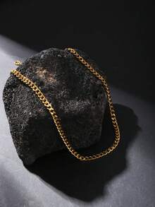 1pc Gold Hip Hop Thick Cuban Chain Choker Necklace For Women, Beach Chain, Summer Beach Vacation - Yellow Gold - View 5