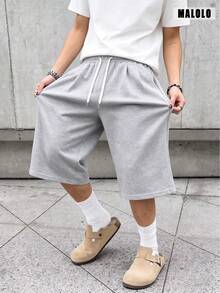Men's Summer Casual 3/4 Pants, Drawstring Waist, Fashionable And Comfortable, Suitable For Daily Wear And Outdoor Sports Fall - Light Grey - View 4