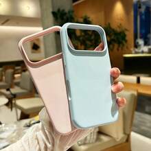 1pc Luxury Liquid Silicone Compatible With Apple Phone Case 17 Air 16 E 11 13 12 14 15 Pro Max Plus Apple Cases Shockproof Protective Phone Cover - Baby Blue - View 4