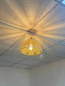 1 Stück Bohemian Cut Out handgewebter Pendelleuchten-Schirm, natürlicher gewebter Kuppel-Lampenschirm, handgewebter Lampenschirm, Deckenleuchte / Esszimmer Pendelleuchte Ersatzzubehör, geeignet für Wohnzimmer / Schlafzimmer / Büro Vintage Dekoration - Halbkreis - Übersicht 4