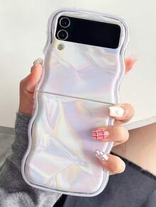 創意大理石波浪手機殼 適用於 Galaxy Z Flip7 Z Flip6 Z Flip5 Z Flip4 ZFlip 3 彩色防震軟殼 - 紫色 - 查看 3