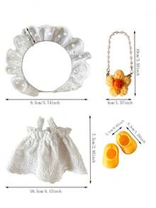 17cm Doll Set, White Lace Camisole Dress With Headscarf, DIY Doll Clothes And Accessories, Suitable For The Monsters - Matching Set (skirt + Headscarf + Bag + Shoes) - View 5
