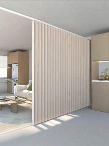 Modern Folding Partition Curtains With Plastic Hooks, Suitable For Bedrooms, Bathrooms, And Living Rooms, Minimalist Decoration, Kitchen And Bathroom Obstruction, Dust And Wind Protection, Privacy Protection In One Fell Swoop, Washable And Reusable - B - View 3