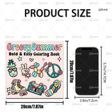 Groovy Summer: Student Coloring Book, 20 Pages Of Thick Line Simple Coloring, Relax And Refresh, Cool Summer, Back To School Gift, Summer Vacation, Includes 5 Stickers - Single Piece - View 8