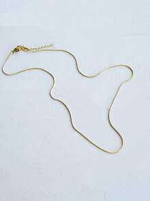 1pc Vacuum Stainless Steel Snake Chain Necklace For Women, Suitable For Daily Wear, Niche Gift, Summer Beach Vacation - Yellow Gold - View 3