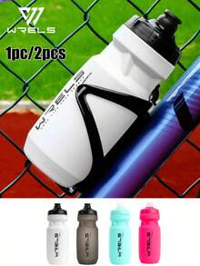1件/2件 600ml WRELS PP材質自行車水壺，擠壓出水，防漏，戶外騎行與健身塑料水杯 - 彩色 - 查看 1
