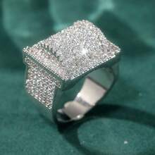 Luxurious Square Ring, Inlaid With Synthetic Rubies, A Fashionable Jewelry Piece Suitable For Both Men And Women, Perfect For Wearing At Wedding Banquets. - Silver - View 1