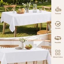6 Packs White Rectangle Tablecloth & Napkins Set, Solid Color Polyester Table Linens, Wrinkle Resistant, Stain Proof, Easy Clean, Reusable Washable Table Cover For Wedding Party Banquet Restaurant Buffet Catering Dining Table Home Decor - White - View 5