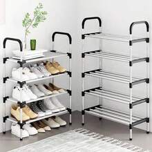 1pc Multi-Layer Shoe Rack, Freestanding Shoe Rack, Easy To Assemble, Suitable For Rental Homes, Entryway, Hallway, Bedroom, Bathroom, Office, Living Room Shoe Storage Rack, Entryway Furniture, Shoe Organizer, Space-Saving Design, Suitable For Various Room Types Space-Saving Shoe Rack - Pink - View 3