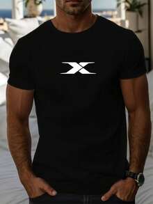 Camiseta Casual de Verano  Hombre con Cuello Redondo y Estampado en XElección perfecta de regalo de cumpleaños o festividad  amigos, familiares, novio o novia - Negro - Ver 1