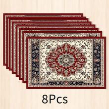 1pc Persian Style Placemat, Breakfast Mat, Coffee Mat, Coaster Set, Bowl & Plate Mat, Home Decor, Kitchen Accessory, Easy To Clean Placemat, Suitable For Family, Kitchen & Dining Table Decor, Holiday Gift, Multi-Piece Set, Linen Placemat - Multicolor - View 11
