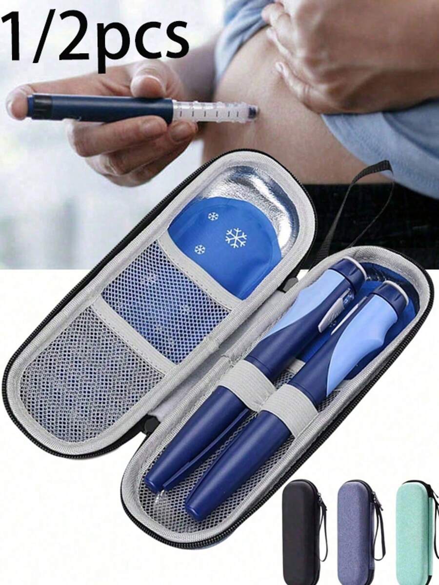 1/2pcs Insulated Portable Insulin Cooling Bag, Diabetes Travel Storage Pouch, Suitable For Insulin Pens And Blood Glucose Meters (Includes Case Or Ice Pack) - Multicolor - View 1