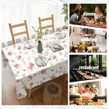 French Vintage Ditsy Floral Rose Print Tablecloth, Machine Washable And Easy To Clean, Suitable For Dining Table / Coffee Table / Desk / Cafe Table, Picnic / Outdoor Table / Camping Table, Rectangular / Round / Square, Polyester Material, Multiple Size Options - A - View 3