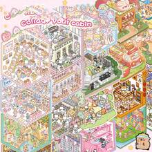 1 Pack 50pcs Decorative House Stickers, Scene Stickers, Landscape Stickers (30pcs Material + 20pcs Background Cards), Miniature Scene Stickers, Landscape Stickers, Manual Stickers, Sticker Small House Scene, Reusable, Multiple Sizes Available - Cute Pink - View 5