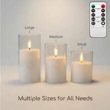 3 Sets Gold LED Flameless Candles With Remote Control, Battery Operated Flickering Candle Lights, Suitable For Home/Thanksgiving Christmas Tabletop Decoration - LED Pillar Candles - View 15