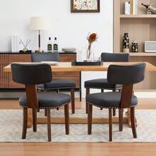 2er Set moderne Esszimmerstühle, ergonomische Rückenlehne & gepolsterte Sitzfläche, stabiler Massivholzrahmen, leicht zu reinigen, belastbar bis 120 kg, für Esszimmer & Küche - Schwarz - Übersicht 4