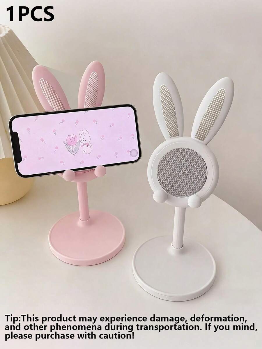 1 pièce Support de téléphone de bureau réglable mignon en forme de lapin - Support de téléphone lapin kawaii, convient aux étudiants, support de téléphone stable et paresseux, accessoire de bureau