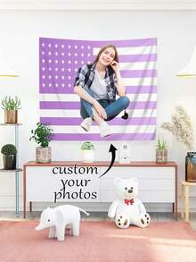1pc Customizable Personalized Tapestry, Custom Image, Fashion Home Decor, Unisex Gift, Suitable For Mother's Day, Graduation Ceremony And Other Occasions, Multi-Functional, Highly Decorative - Multicolor - View 2