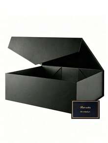 Large Gift Box - 1pc Black Foldable Groomsman Gift Box With Magnetic Lid - Groomsman Proposal Gift Box, Suitable For Clothing And Large Gifts Giant Gift Box - Perfect For Birthday, Party And Wedding - Black - View 1