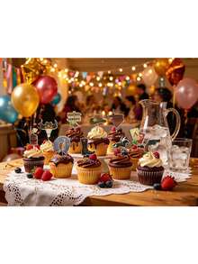 12 Pcs Retro Western Cowboy Cupcake Toppers, Wild West Style Cake Picks, Decorations For Birthday Holiday Party Dessert Table - View 2