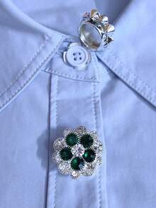 1PC/2PCS Elegant Heart Button Covers, Shirts Button Cover Clip On Button Covers Fashion Crystal Cufflinks Cover - Green - View 3