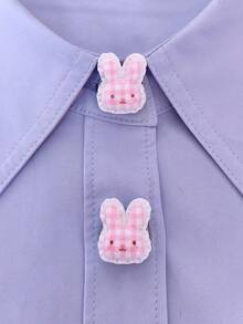 1PC/2PCS 3D Cute Cartoon Pattern Button Covers, Shirts Button Cover Clip On Button Covers Fashion Crystal Cufflinks Cover - Pink - View 1