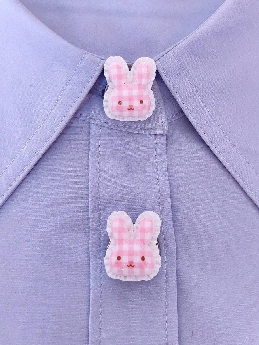 1PC/2PCS 3D Cute Cartoon Pattern Button Covers, Shirts Button Cover Clip On Button Covers Fashion Crystal Cufflinks Cover - Pink - View 1
