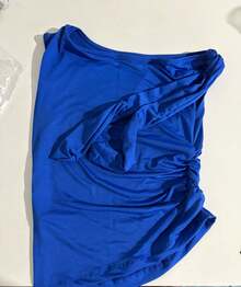 Elegant Suplex T-Shirt Top With Asymmetrical Shoulders And Straps, Ideal For Daily Use, Outings, Nightclubs, Parties, Halloween Costumes - 寶藍色 - 查看 8