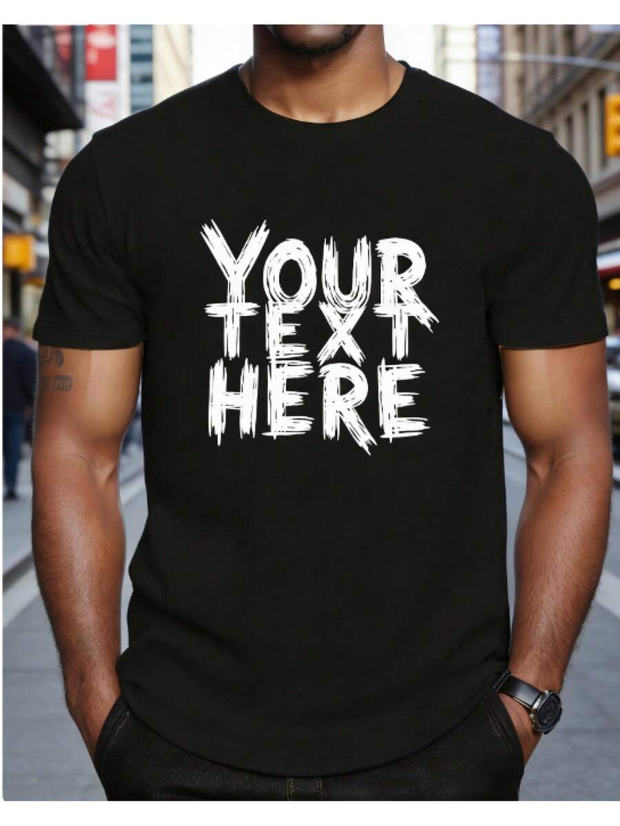 Customizable Men's T-Shirt - Casual Crew Neck, Short Sleeve, Polyester, Machine Washable - Ideal For Summer. - 彩色 - 查看 1