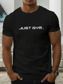 Camiseta de Manga Corta para Hombre con Estampado Creativo JUST GYM, Cómoda y de Corte Regular. - Multicolor - Ver 1