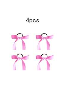 8pcs/Set Multi-Functional Pink Satin Ribbon Hair Accessories Bow Hair Ties Simple Elegant Hair Accessories New Korean Ponytail Hair Bands Exquisite Hair Decorations - Hot Pink - View 7
