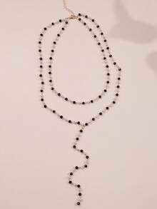 1 Two-Piece Set Of Double-Layer Y-Shaped Necklaces With Colorful Natural Stones In A Bohemian Style, A Versatile Accessory For Everyday Wear And Beach Vacations, With Color Combinations - Multicolor 2 - View 3